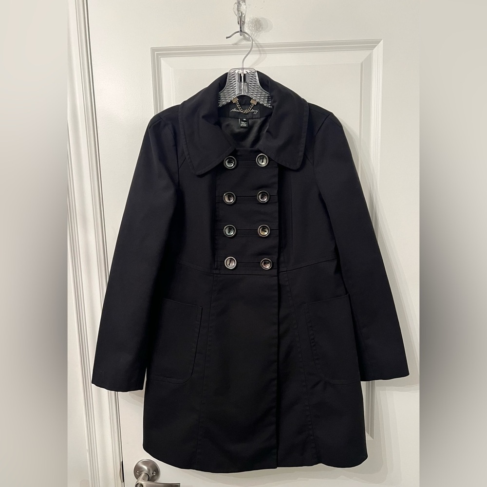 Sandra Angelozzi Black Double-Breasted Trench Coat